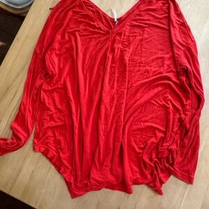 Free People Candy Apple Red Long Sleeve  Top